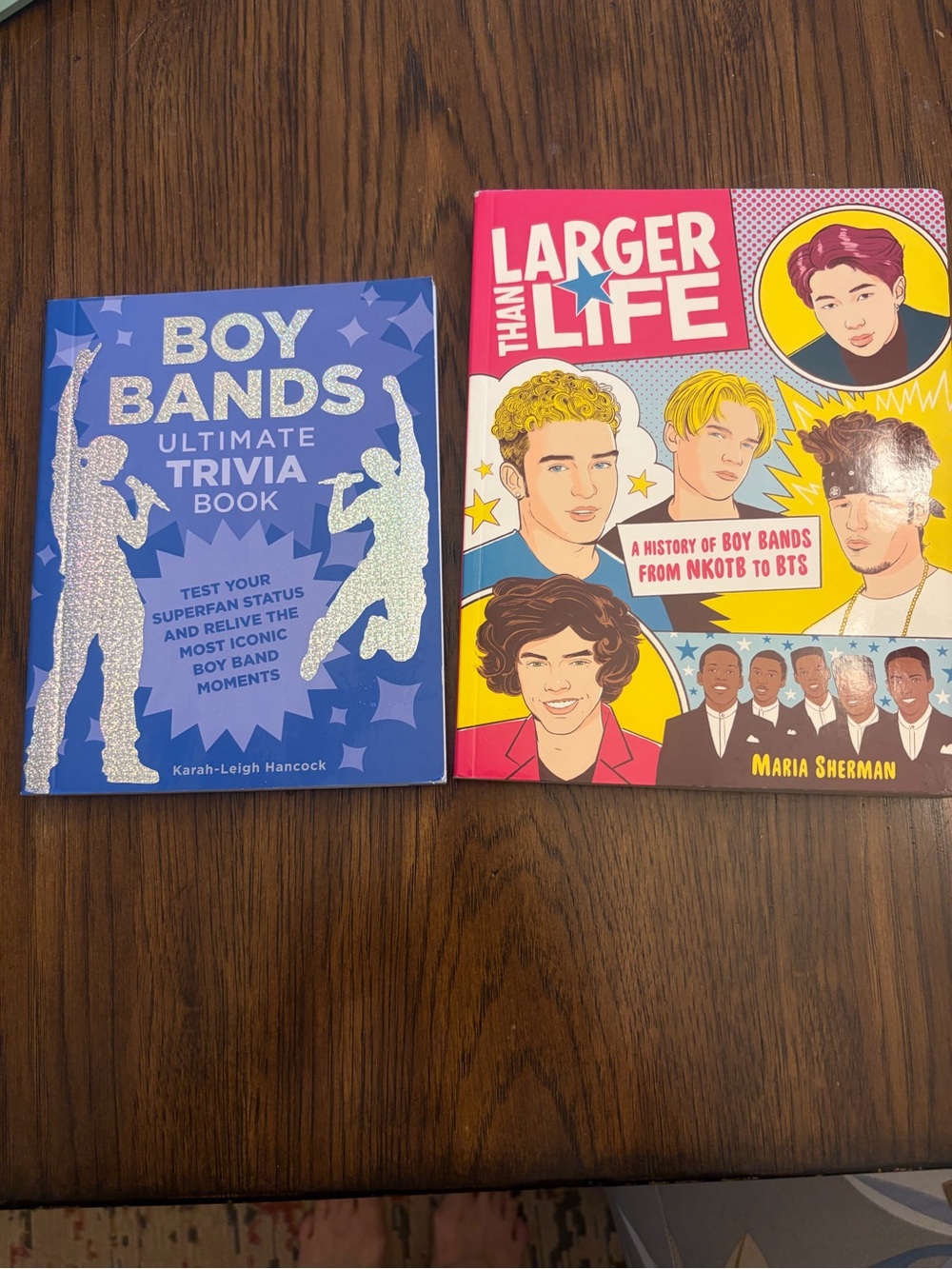 Boy Bands Ultimate Trivia Book/Larger Than Life Bot Band set of 2  soft books